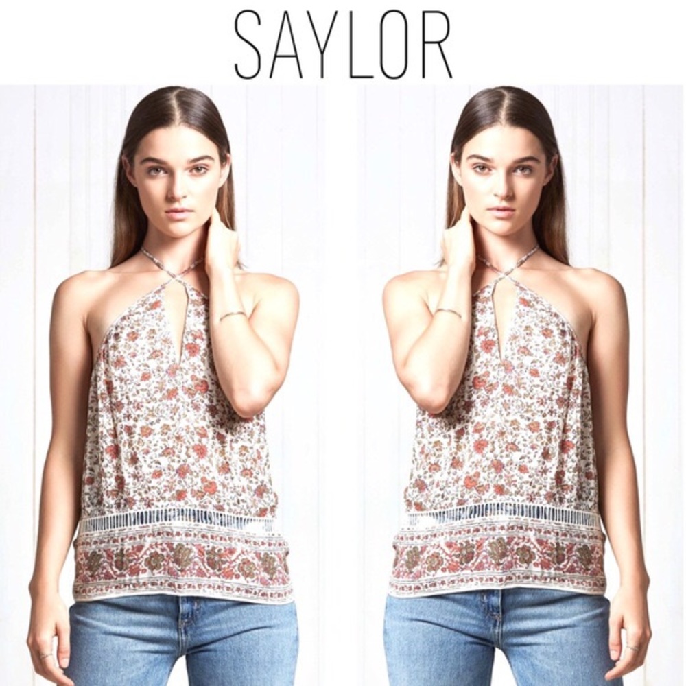 Saylor Kara halter multi floral top